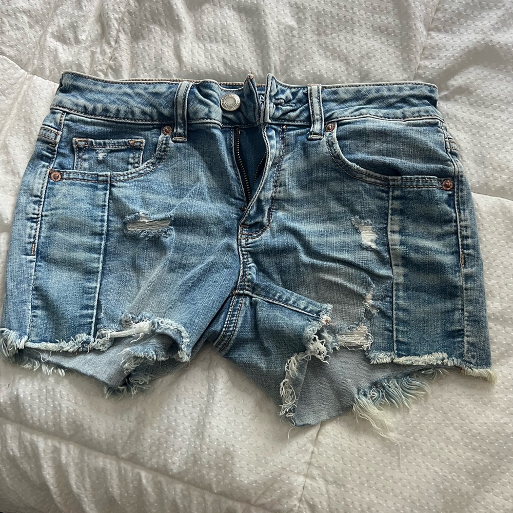 American Eagle Outfitters Distressed Blue Jean Shorts